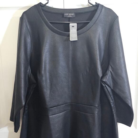 Lane Bryant Faux‎ Leather Peplum Top 22/24 Plus Black Moto Party Casual NWT - Picture 3 of 10
